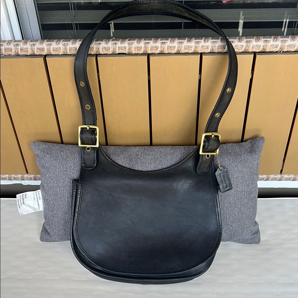 Vintage Coach Hippie Saddle Bag Black RARE